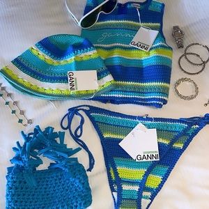 Ganni knit crochet 3 piece bikini 🦋🦋 ONLY HAT AVAILABLE NOW- bikini was sold‼️